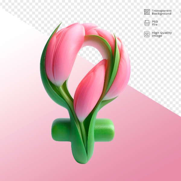 DIA DA MULHER -  ELEMENTO 3D  SÍMBOLO DE GÊNERO DA MULHER PARA COMPOSIÇÃO