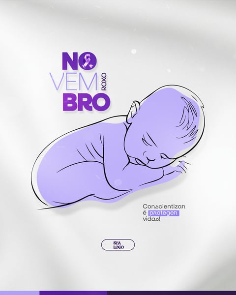 NOVEMBRO ROXO MÊS DA CONSCIENTIZAÇÃO DA PREMATURIDADE SOCIAL MEDIA PSD EDITÁVEL