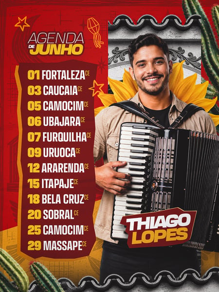 FLYER AGENDA MENSAL SÃO JOÃO FEED PSD EDITÁVEL