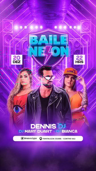BAILE NEON  FLYER EVENTO STORY  FUNK  SHOW  DJS  FORRÓ
