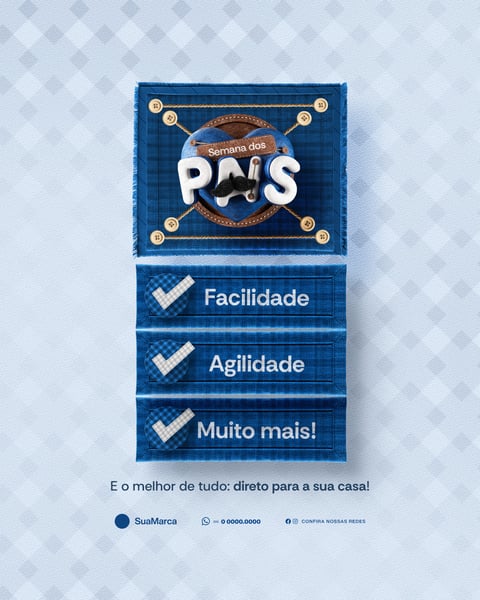 CAMPANHA SEMANA DOS PAIS SELO 3D SOCIAL MEDIA PSD EDITÁVEL
