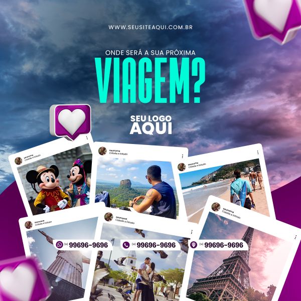 AGÊNCIA DE VIAGENS, TURISMO, VIAJAR | SOCIAL MEDIA | PSD EDITÁVEL