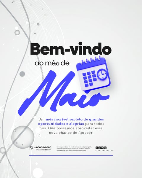 BEM VINDO MAIO SAUDAÇÃO MÊS SOCIAL MEDIA POST EDITÁVEL FEED