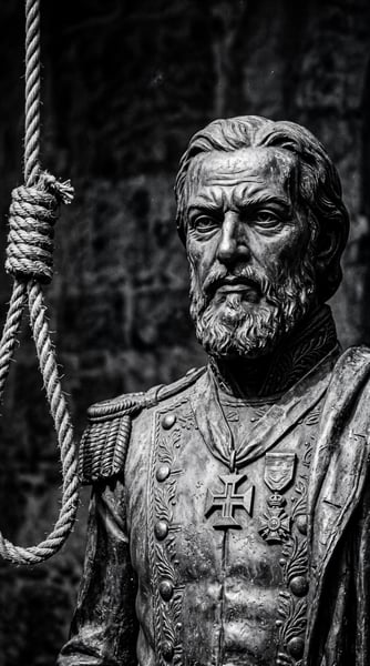 ESTÁTA DE TIRADENTES COM UMA CORTA AO LADO PENDURADA 6