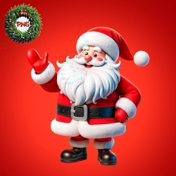 AMQ PAPAI NOEL ACENANDO COM A MÃO 3D PSD EDITÁVEL