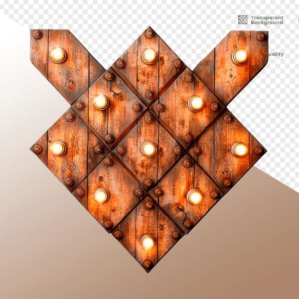 LOSANGO DE MADEIRA COM LUZ - ELEMENTO 3D PARA COMPOSIÇÃO