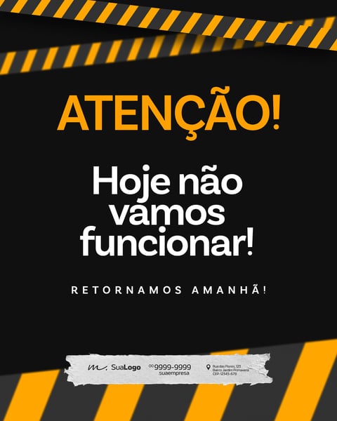 COMUNICADO HOJE NÃO VAMOS FUNCIONAR SOCIAL MEDIA PSD EDITÁVEL