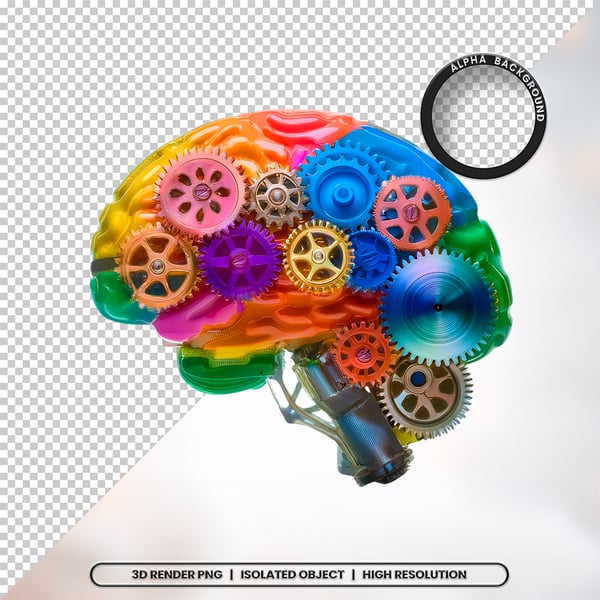 3D RENDER CÉREBRO NEUROCIÊNCIA ELEMENTO ÍCONE PSD PNG