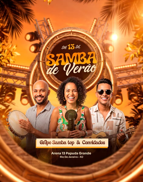 Flyer de samba de verão e pagode para feed instagram PSD