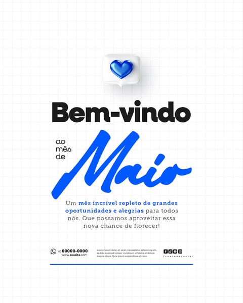 BEM VINDO MAIO SAUDAÇÃO MÊS SOCIAL MEDIA POST EDITÁVEL FEED