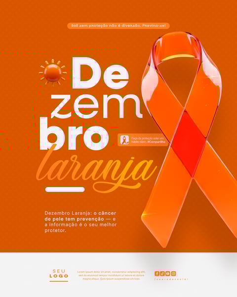 DEZEMBRO LARANJA MÊS DE CONSCIENTIZAÇÃO SOBRE O CÂNCER DE PELE SOCIAL MEDIA PSD EDITÁVEL (8)