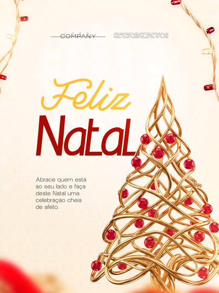 FELIZ NATAL ÁRVORE DE OURO E RUBI SOCIAL MEDIA FLYER PSD EDITÁVEL