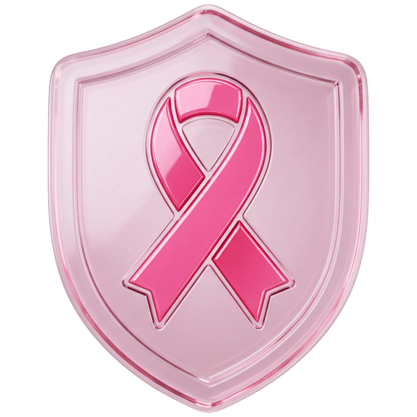 PINK AWARENESS RIBBON ENCASED IN A GLASS SHIELD