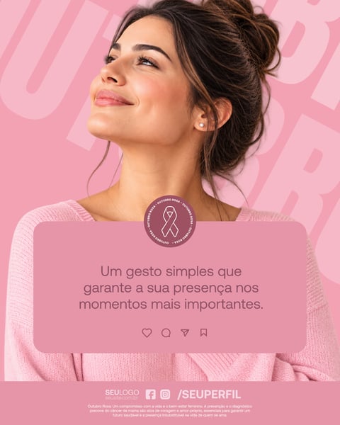 Arte Rosa de Conscientização do Câncer de Mama Social Media PSD Editável