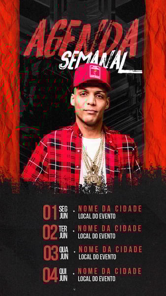 FLYER ARTISTA AGENDA DE SHOWS SEMANAL STORIES