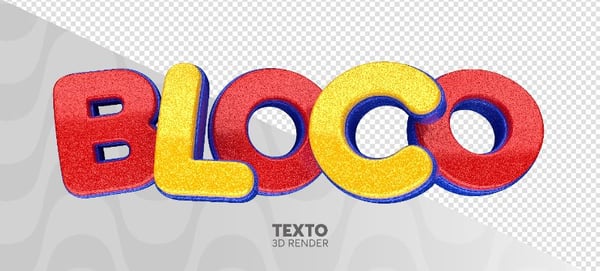 TEXTO 3D BLOCO DE CARNAVAL