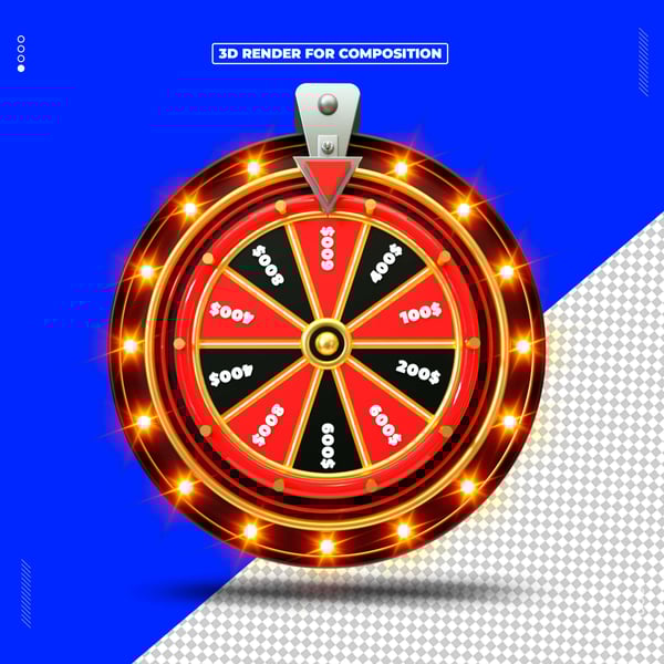 ELEMENTO 3D CASSINO ROLETA DE DINHEIRO PNG