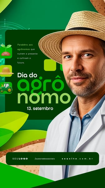 DIA DO AGRÔNOMO 13 DE SETEMBRO SOCIAL MEDIA PSD EDITÁVEL STORY 4