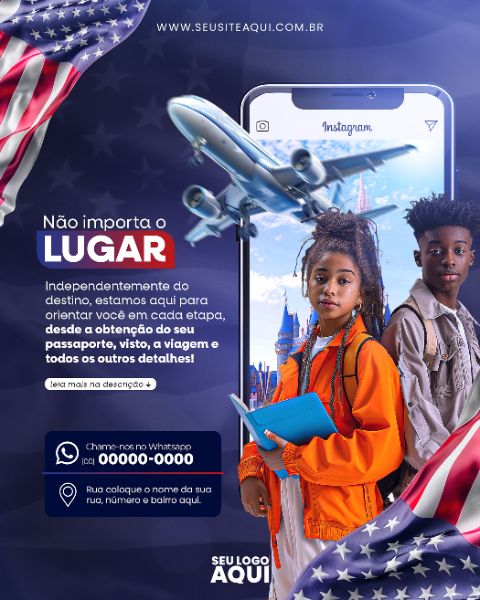 FEED VERTICAL - VISTO AMERICANO | INTERCÂMBIO | PSD EDITÁVEL
