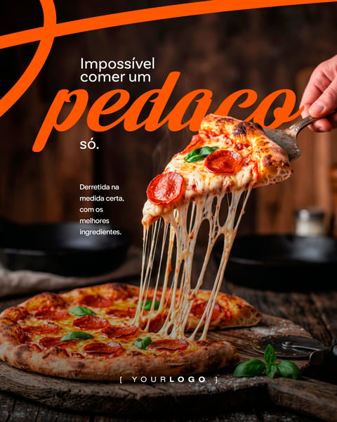 IMPOSSÍVEL COMER UM PEDAÇO PIZZARIA SOCIAL MEDIA PSD EDITÁVEL