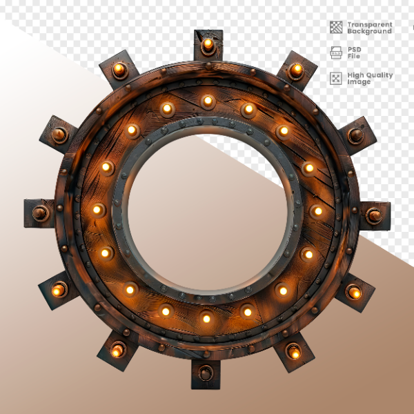 RODA DE MADEIRA COM LUZ - ELEMENTO 3D PARA COMPOSIÇÃO - WOOD