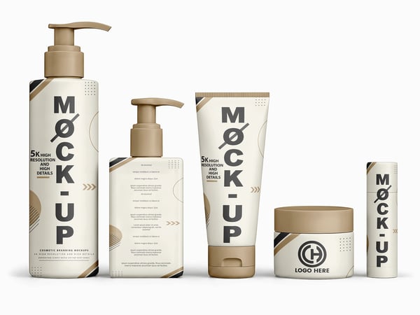 LINHA DE SKINCARE MOCKUP EM ESTÚDIO CONJUNTO DE EMBALAGENS