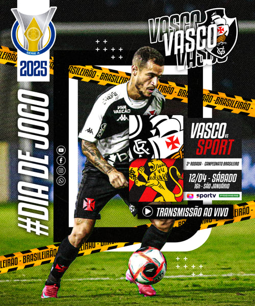 FLYER ESPORTIVO FUTEBOL CAMPEONATO BRASILEIRO DIA DE JOGO VASCO