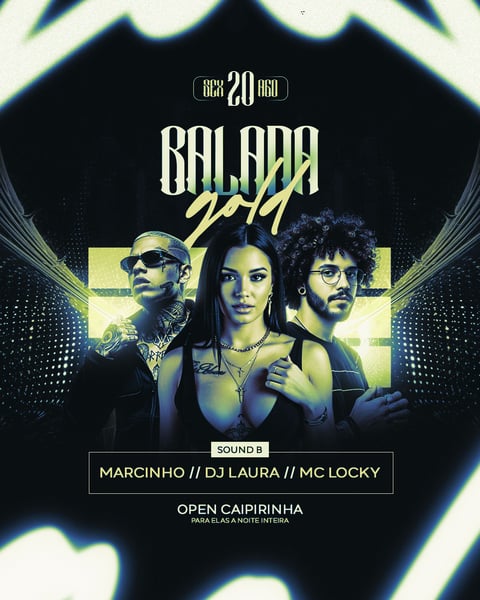 FLYER EVENTO BALADA GOLD PSD EDITÁVEL