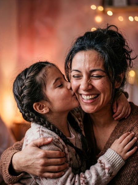 Mãe com sua filha abraçadas 03