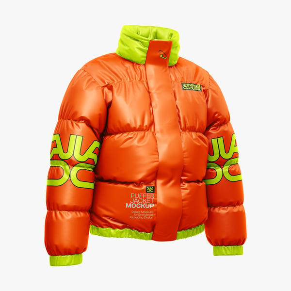 MOCKUP DE JAQUETA PUFFER PARA MODA EM PSD EDITÁVEL