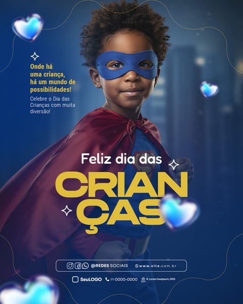 FELIZ DIA DAS CRIANÇAS 12 DE OUTUBRO FEED SOCIAL MEDIA PSD EDITÁVEL 07