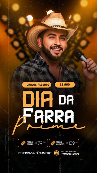 FLYER PARA EVENTO SHOW ARTISTA SERTANEJO PSD EDITÁVEL STORY 6
