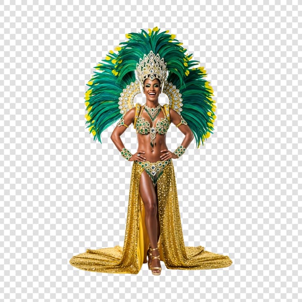MULHER NEGRA BONITA COM FANTASIA DO CARNAVAL VERDE 3