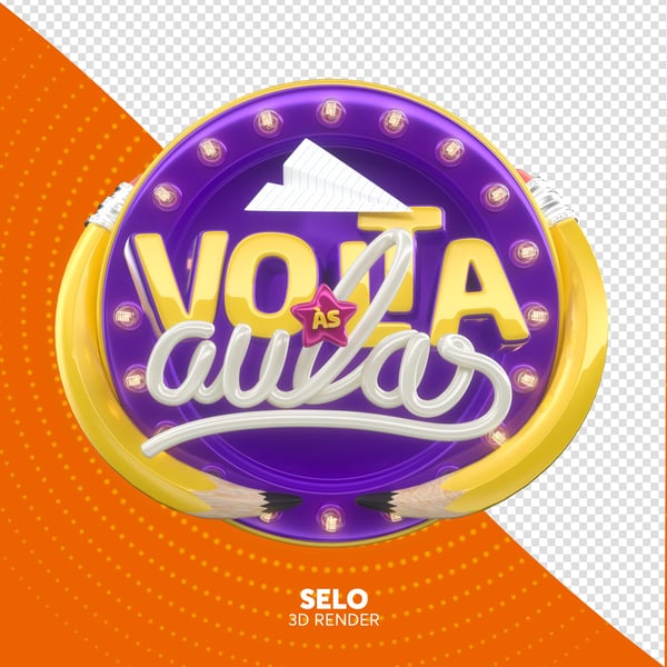 SELO 3D VOLTA ÀS AULAS ESCOLA PNG