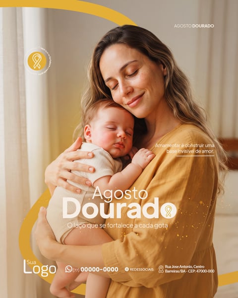AGOSTO DOURADO MÊS DO ALEITAMENTO MATERNO SOCIAL MEDIA PSD EDITÁVEL 1