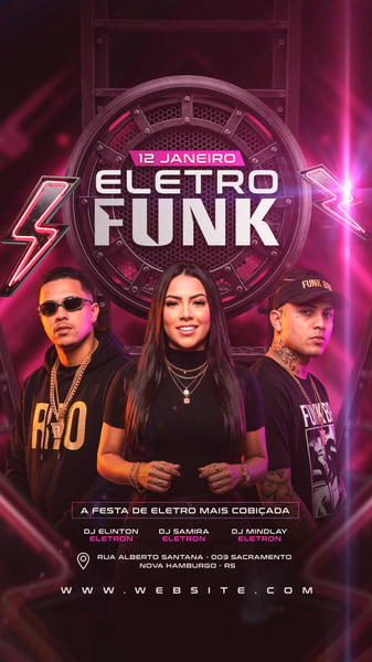 FLYER DE RAVE FUNK NOTURNO TEMPLATE PSD PARA STORIES