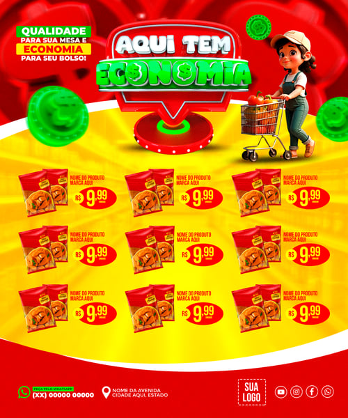 ENCARTE AQUI TEM ECONOMIA SUPERMERCADO REDES SOCIAIS