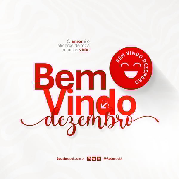 BEM VINDO DEZEMBRO MÊS FRASE COMUNICADO AVISO INFORME SOCIAL MEDIA PSD EDITÁVEL