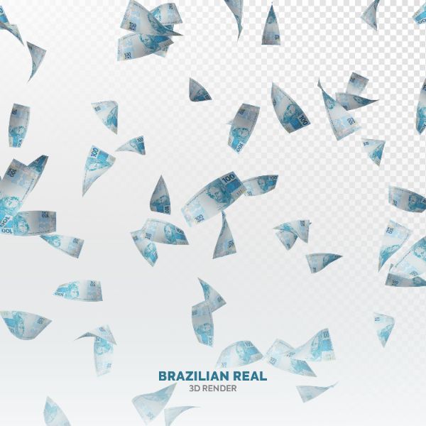 CHUVA DE DINHEIRO NOTAS DE 100 REAIS ELEMENTO 3D REALISTA