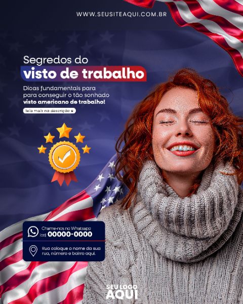 FEED VERTICAL - VISTO AMERICANO | INTERCÂMBIO | PSD EDITÁVEL