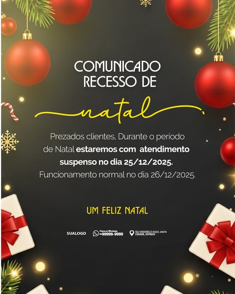 COMUNICADO DE NATAL AVISO ANÚNCIO RECESSO FERIADO 05