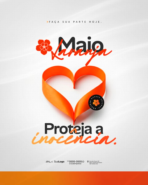Maio Laranja COMBATE ABUSO EXPLORAÇÃO CRIANÇAS ADOLESCENTES SOCIAL MEDIA PSD EDITÁVEL 2