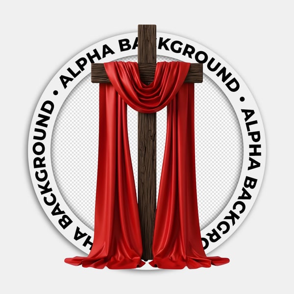 CRUZ DE MADEIRA COM UM TECIDO VERMELHO EM VOLTA DO TECIDO 01