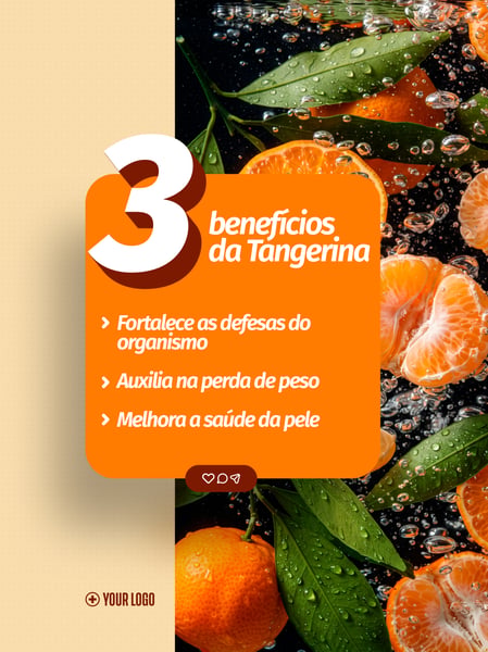TANGERINA BENEFÍCIOS DA SAÚDE NUTRIÇÃO SOCIAL MEDIA FLYER PSD EDITÁVEL