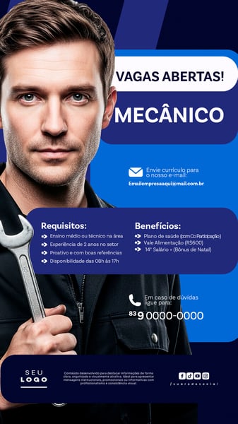 Recrutamento Emprego Temos Vagas Abertas Contratação Story Social Media PSD Editável 28