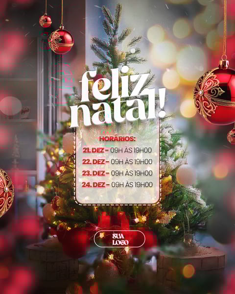 FELIZ NATAL 25 DE DEZEMBRO AVISO INFORME HORÁRIO COMUNICADO SOCIAL MEDIA PSD EDITÁVEL