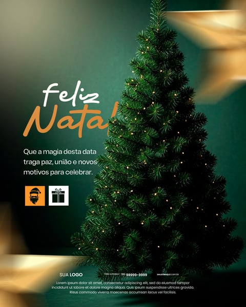 Feliz Natal: Árvore Festiva, Celebração, Paz E União. Boas Festas Social Media PSD Editável