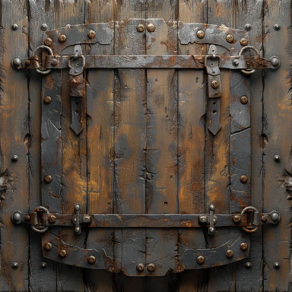 PORTA DE MADEIRA COM METAL | ESCUDO | PARA COMPOSIÇÃO | BACKGROUND