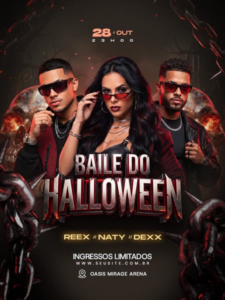 FLYER BAILE DO HALLOWEEN FEED PSD EDITÁVEL