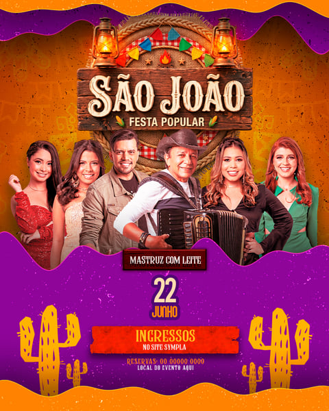 FLYER PARA EVENTOS SÃO JOÃO FESTA JUNINA FEED